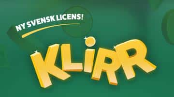 Bild på Klirrs logga. Ovanför loggan står det "Ny svensk licens"