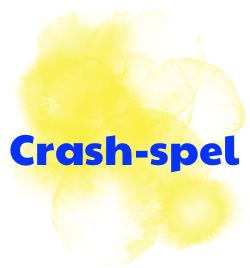 Ett guld färgmoln med texten "Crash-spel" ovanpå.